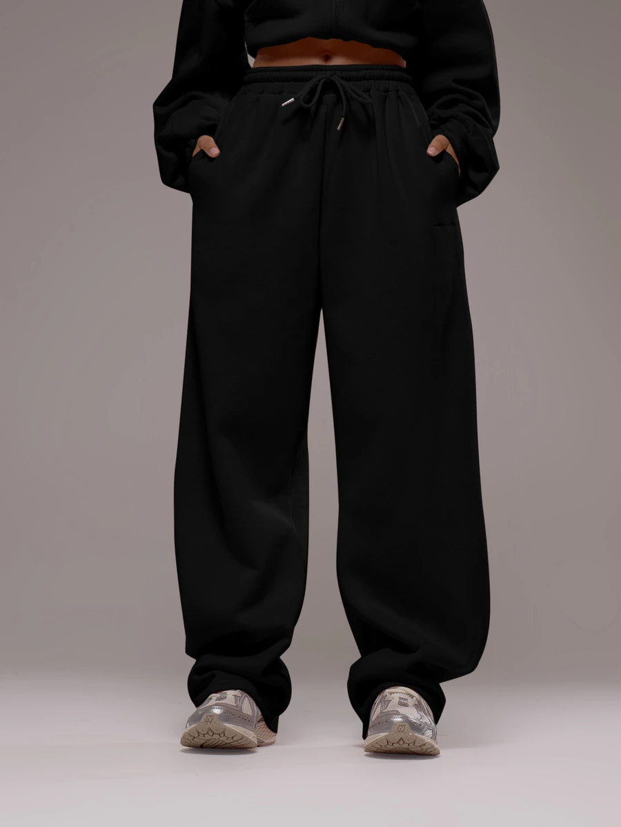Musera Sport Oversized Drawstring Tracksuit Bottoms Only Sport Co-Ord Active Workout Gym Pilates Fitness - Black - View 1