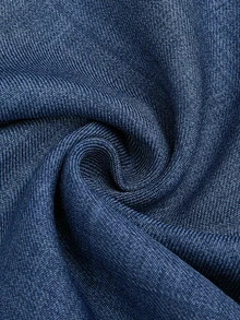 Linhara CURVE Plus Size Women's Two-Tone Faux Linen Comfortable Sleeveless Eyelet Tie Bow Ruffle Trim Open Front Elegant Design Long Sleeve Blouse Blazer Jacket - Blue - View 4