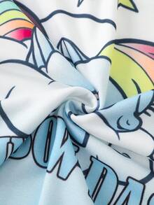My Little Pony X SHEIN Men's Fashion Cartoon Graphic Print Crew Neck Short Sleeve T-Shirt - Blue and White - View 6