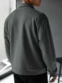 Manfinity Homme 男士素色長袖拉鍊休閒夾克 - 綠色 - 查看 2