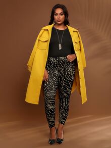 EMERY ROSE Plus Size Thermal Lined Gold Polka Dot Geometric Print Casual Leggings Fall Winter 2026 - Multicolor - View 7