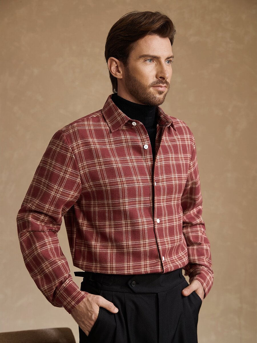 Core Aspect 1pc Men's Light Business Style Shirt, Commute Versatile, Fashionable & Comfortable, Boyfriend Gift, Husband Gift, Anniversary Gift - Red - View 1