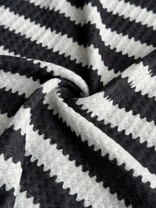 Maweii Plus Size Women's Fashion Striped Elegant Sexy Cowl Neck Dress Fall - Black and White - View 7