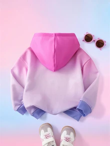 My Little Pony X SHEIN كنزة رياضية بأكمام طويلة مطبوعة بنمط كرتوني لطيف للفتيات الصغيرات - وردي - مشاهدة 2