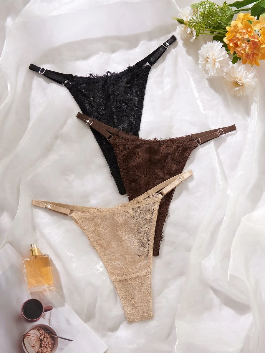LuxeNights Vintage Lace Panties 3-Pack - Multicolor - View 1