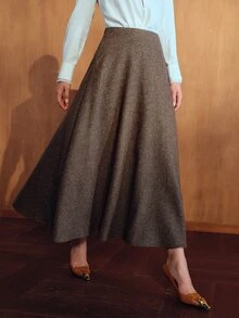 MOTF PREMIUM WOMEN'S SOLID COLOR CASUAL VERSATILE DAILY WEAR SKIRT - Coffee Brown - View 4