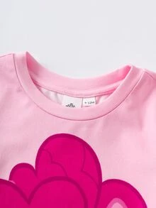 My Little Pony X SHEIN Baby Girl Patchwork Striped Long Sleeve Casual Jumpsuit G4 - Pink - View 3