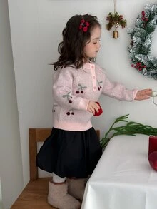 DAZY Infant/Toddler (Girl) Round Neck Colorblock Casual Long Sleeve Autumn/Winter Sweater - Pink - View 5