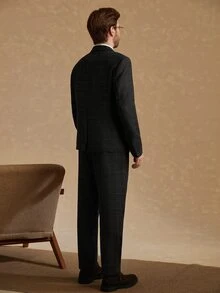 Core Aspect Men's Solid Color Long Sleeve Blazer And Pants Suit Set, Formal - Dark Grey - View 2