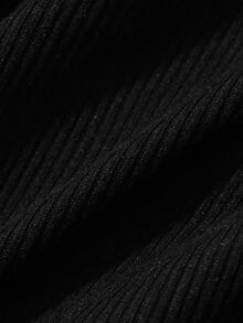 DAZY Women's Solid Color Hollow Out Slim Fit Versatile Daily Wear Top - Black - View 9