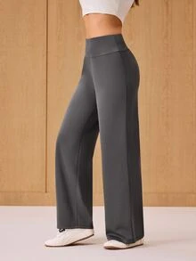 OutZeal Women Sports Pants Solid Color Casual Yoga Studio Soft High Waist Wide Leg Active Bottom For Spring Summer - Dark Grey - View 8