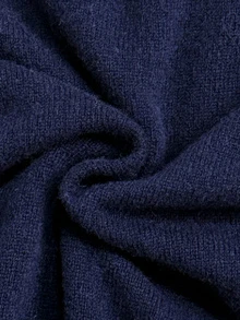 SHEIN Tween Girls Striped Colorblock Cable Knit V-Neck Lantern Sleeve Oversized Pullover Sweater, Suitable For Autumn/Winter And Outdoor Wear - Navy Blue - View 5