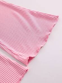 SHEIN Playful Pals 女童休閒基礎款黑色、灰色與粉色 3 件組高腰喇叭褲，多色可選，提供更多搭配選擇 - 彩色 - 查看 5