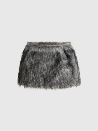 Grunge Punk Jupe mini ultra taille basse en fausse fourrure moelleuse style Y2K Hot Girl