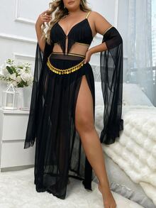 Fantasy Costume Fantasy Costume Plus Size Sexy Costume Middle Eastern Latin Dance Dress Role Play 5pcs Set - Black - View 3