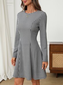 EMERY ROSE Women's Plaid Casual Daily Summer Short Dress - Black - View 6