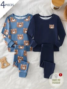 4PCS Baby Boys Pajamas - Royal Blue - View 4