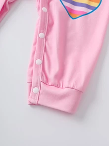 My Little Pony X SHEIN Baby Girl Patchwork Striped Long Sleeve Casual Jumpsuit G4 - Pink - View 6