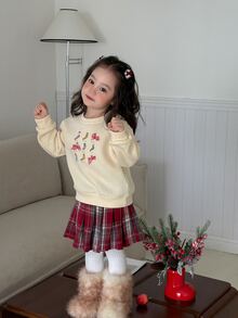 DAZY Sweatshirt Lengan Panjang Berkerah Bulat Motif Pita untuk Bayi/Balita (Perempuan), Musim Gugur/Dingin - Krem - View 6