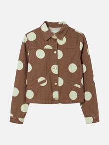 Nöista Women's Geometric Pattern Casual Daily Denim Jacket - Brown - View 7