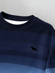 Daypath Plus Size Men's Fashion Blue Gradient Pullover Sweatshirt - Blue - View 3