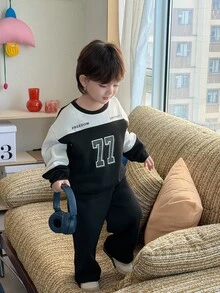 DAZY Infant (Boy) Round Neck Contrast Color Long Sleeve Jacket Set - Grey - View 4