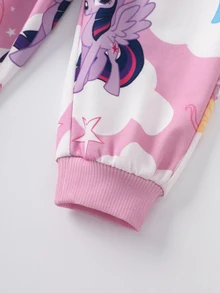 My Little Pony X SHEIN Baby Girl Cartoon Print Long Sleeve Sweatshirt And Jogger Pants Set - Multicolor - View 6