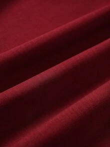 Fairmaia 德式傳統大尺碼女款腰綁帶休閒日常夏季洋裝 - 酒紅色 - 查看 4
