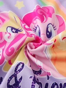 My Little Pony X SHEIN Đầm mặc nhà bé gái cổ tròn tay ngắn gấu bèo nhún G4 - Nhiều màu - Xem 7