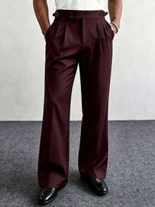 Manfinity Homme Men's Black Flared Fashion Casual Pants - Burgundy - View 1