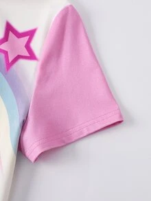 My Little Pony X SHEIN Set Pakaian Tidur Rumah Kasual Sehari-hari untuk Remaja Perempuan: Atasan Lengan Pendek dan Celana Panjang Motif Kartun - MultiWarna - View 5