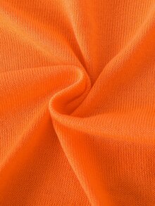 SHEIN Elladie kids 青少年女孩純色休閒百搭日常穿著開襟衫 - 橘色 - 查看 6