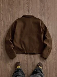 SWAVVY Men's Long Sleeve Zip-Up Cargo Pocket Jacket - Brown - View 6