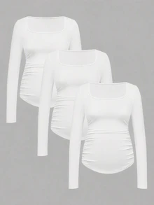 SHEIN 3PCS Maternity T-Shirts - White - View 8