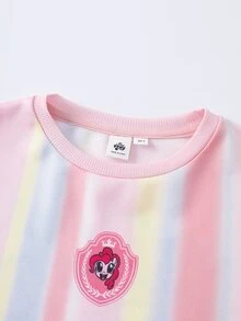 My Little Pony X SHEIN Tween Girl Letter Cartoon Pattern Casual Daily Long Sleeve Sweatshirt - Pink - View 3
