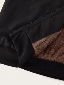 SHEIN EZwear 大尺碼女款純色保暖內裡休閒百搭長袖夾克 - 巧克力棕 - 查看 5