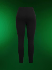 Beetlejuice X SHEIN Women's Sexy Letter Print Distressed Fashion Leggings - Black - View 2