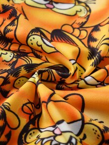 GARFIELD | SHEIN شورت بوكسر كاجوال للرجال بحزام خصر مطبوع عليه حروف - أصفر - مشاهدة 6