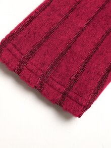 SHEIN 少女休閒簡約舒適圓領套頭長袖拼接中長洋裝 - 紅色 - 查看 5