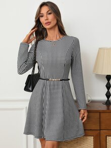 EMERY ROSE Women's Plaid Casual Daily Summer Short Dress - Black - View 4