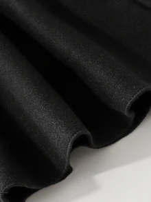 SHEIN 女童黑色羊毛混紡大衣，高品質毛絨大領口與袖口，雙排珍珠鈕扣，A字喇叭版型，適合日常通勤、休閒、宴會與派對穿著 - 黑色 - 查看 10