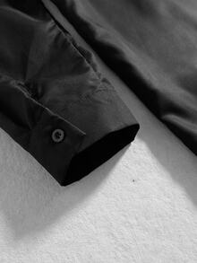 ROMWE MEN Men's Colorblock Casual Versatile Daily Commute Shirt - Black - View 5