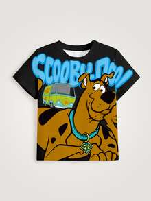 SCOOBY-DOO X SHEIN Young Boy Cartoon Pattern Printed Short Sleeve T-Shirt For Daily Wear - White - View 7
