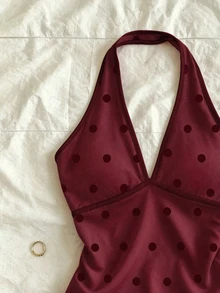 IslaSuriya 波點上衣、女裝套裝、女款上衣、休閒背心、流行趨勢、時尚上衣、Y2K上衣、Y2K服飾、優雅上衣、掛脖上衣、性感上衣 - 彩色 - 查看 3