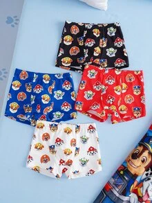 SHEIN | PAW Patrol 4pcs Young Boy Cute Pattern Boxer Briefs - Black and White - View 3