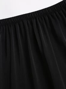 Sweetra Women's 2 Pieces Set Asymmetrical Hem Top And Skirt, Slimming Elegant Street Style - Black - View 5