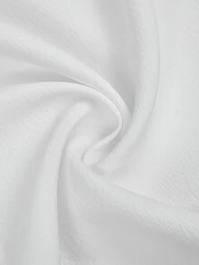 Sweetra Plus Size Women's Casual Commute Minimalist Woven White Long Sleeve Shirt, Autumn/Winter Fall - White - View 4