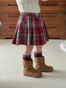 DAZY Infant/Toddler (Girl) Plaid Spring/Autumn Korean Style Bottoms - Red - View 9
