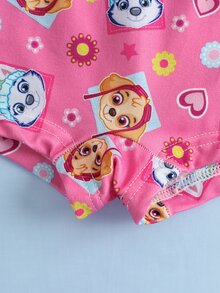 SHEIN | PAW Patrol 3pcs Young Girl Cartoon Print Bow Decor Four-Corner Shorts - Pink - View 6