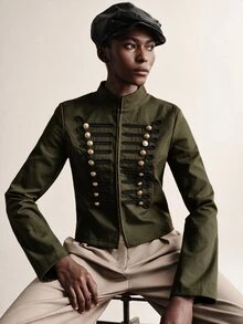 Briarwyn Women's Colorblock Casual Versatile Daily Wear Long Sleeve Jacket - Army Green - View 5